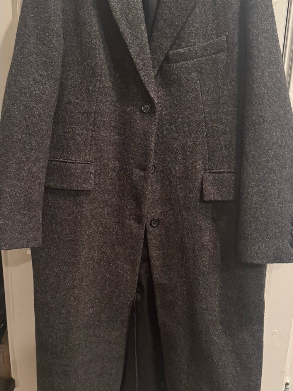 Dark Gray Long Wool Overcoat - Classic Tailored Coat